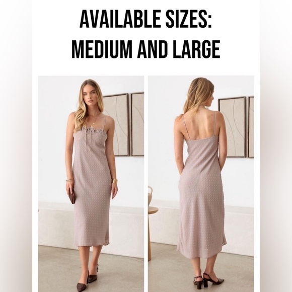 NWT-Swiss Dot Lace Trimmed Spaghetti Strap Bias Midi Dress - Picture 1 of 12